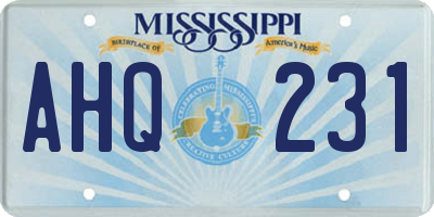 MS license plate AHQ231