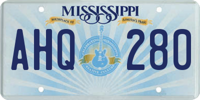 MS license plate AHQ280
