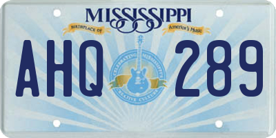 MS license plate AHQ289