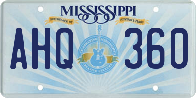MS license plate AHQ360