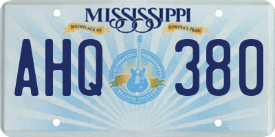 MS license plate AHQ380