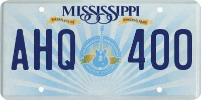 MS license plate AHQ400