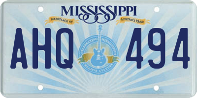 MS license plate AHQ494