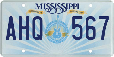 MS license plate AHQ567
