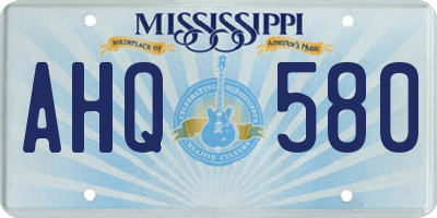 MS license plate AHQ580