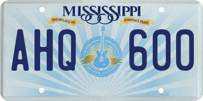 MS license plate AHQ600