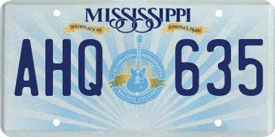 MS license plate AHQ635