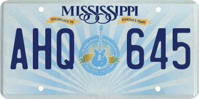 MS license plate AHQ645