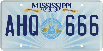 MS license plate AHQ666