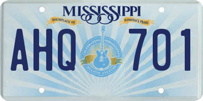 MS license plate AHQ701