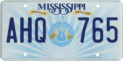 MS license plate AHQ765