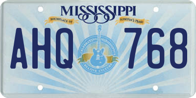 MS license plate AHQ768