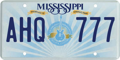 MS license plate AHQ777