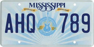 MS license plate AHQ789