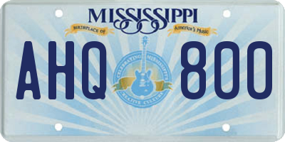 MS license plate AHQ800