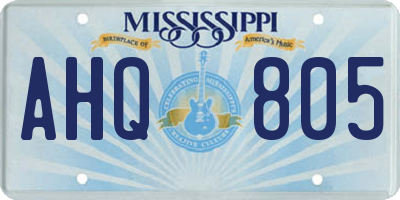 MS license plate AHQ805