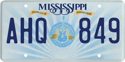 MS license plate AHQ849