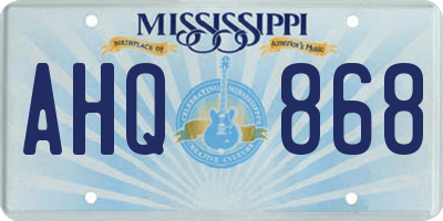 MS license plate AHQ868