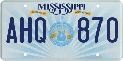 MS license plate AHQ870