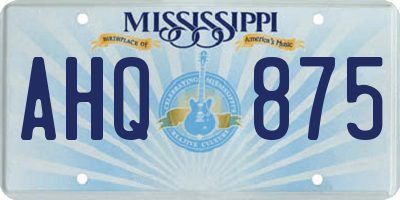 MS license plate AHQ875