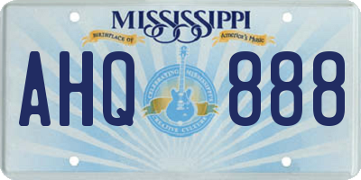 MS license plate AHQ888