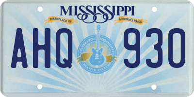 MS license plate AHQ930