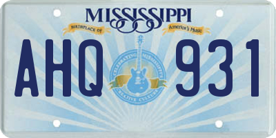 MS license plate AHQ931