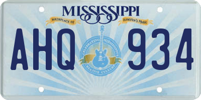 MS license plate AHQ934