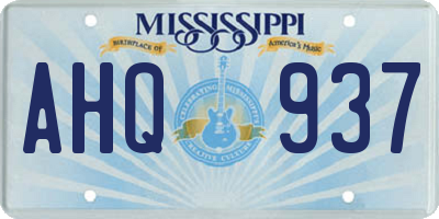 MS license plate AHQ937