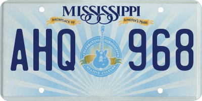 MS license plate AHQ968