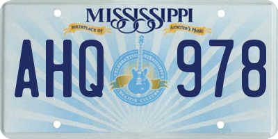 MS license plate AHQ978