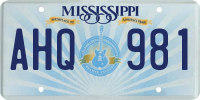 MS license plate AHQ981