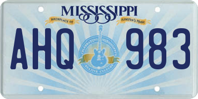 MS license plate AHQ983