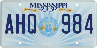 MS license plate AHQ984