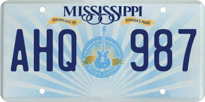 MS license plate AHQ987
