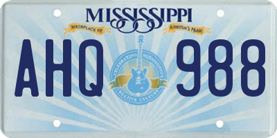 MS license plate AHQ988