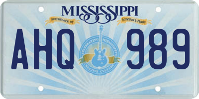 MS license plate AHQ989
