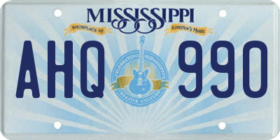 MS license plate AHQ990