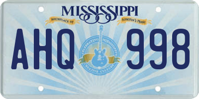 MS license plate AHQ998