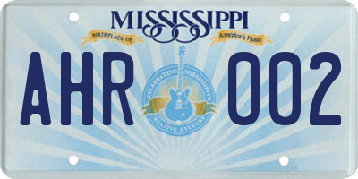 MS license plate AHR002