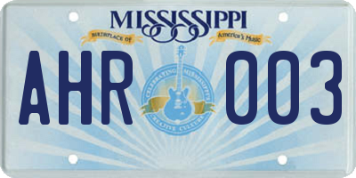 MS license plate AHR003