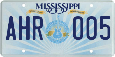 MS license plate AHR005