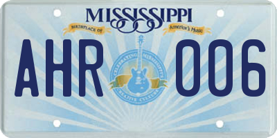MS license plate AHR006