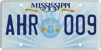 MS license plate AHR009