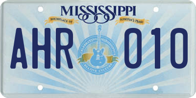 MS license plate AHR010