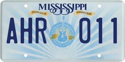 MS license plate AHR011