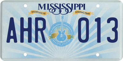 MS license plate AHR013