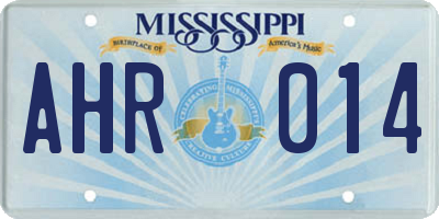 MS license plate AHR014