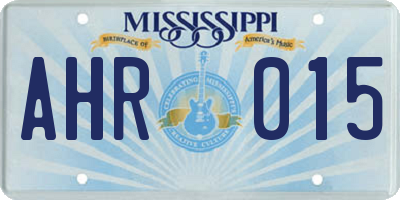 MS license plate AHR015