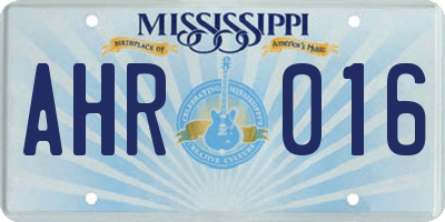 MS license plate AHR016